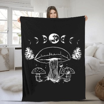 Discover Mushroom Aesthetic Cute Fungi Lover Cottagecore Fleece Blankets