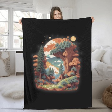 Discover Peaceful hike in nature Fleece Blankets