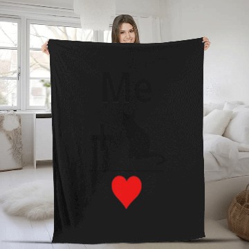 Discover Me and my cat equals love ,cats lover , Heart Fleece Blankets