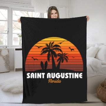 Discover Retro Saint Augustine Florida Sunset Cool Vintage Fleece Blankets