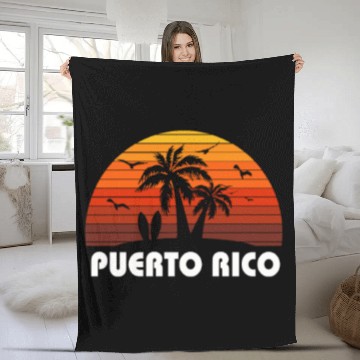Discover Retro Puerto Rico Sunset Cool Vintage Vacation Fleece Blankets