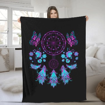 Discover Butterfly Feather Jewelry Hippie Dream Catcher Fleece Blankets