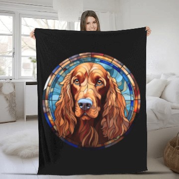 Discover Irish Setter Dog Breed Watercolor Glass Fleece Blankets