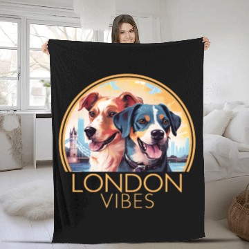 Discover London Vibes England Cute Dogs Dog Lovers Fleece Blankets