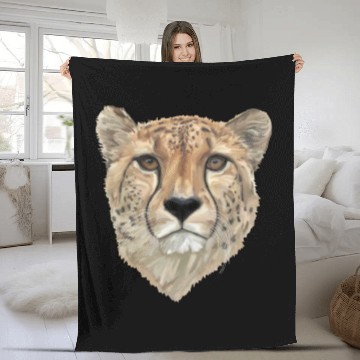 Discover Watercolor Cheetah Portrait Fleece Blankets