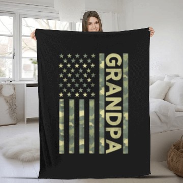 Discover Proud Grandpa Camouflage American Us Flag Camo Fleece Blankets