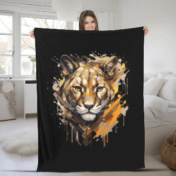 Discover Graffiti Style Mountain Lion | Mountain Lion Lover Fleece Blankets