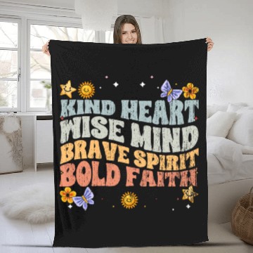 Discover Vintage Empathy Kind Heart Wise Mind Brave Spirit Fleece Blankets