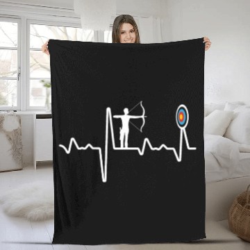 Discover Outdoor Hunting Archer Archery Heartbeat Bow Arrow Fleece Blankets