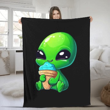Discover Alien Extraterrestrial Ice Blue Green Fleece Blankets
