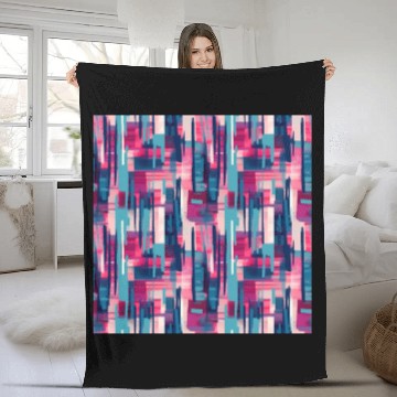 Discover Modern Geometric Dance in Pink, Blue, and Violet Fleece Blankets