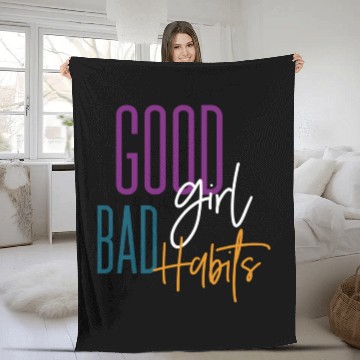 Discover Ggt Black Bad Habits cy Friend Brunch Weekend Fleece Blankets