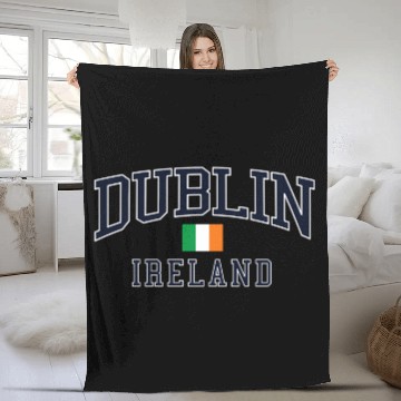 Discover Dublin Ireland Style Fleece Blankets