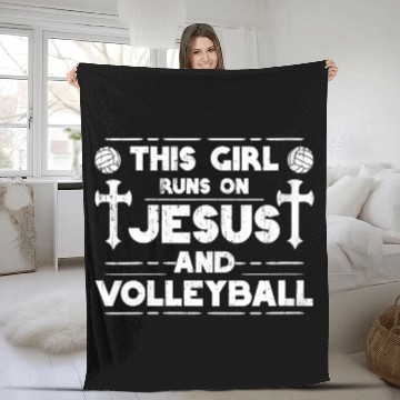Discover Runs On Jesus And Volleyball Fleece Blankets
