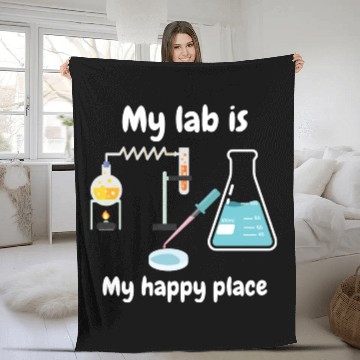Discover My lab is my happy place, biology and science Fleece Blankets