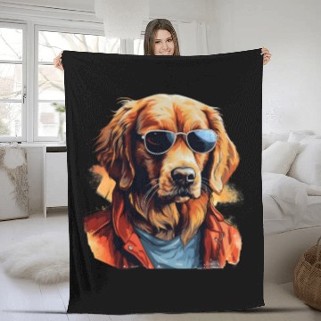 Discover Golden Retriever in the Streets | Dog Lovers Fleece Blankets