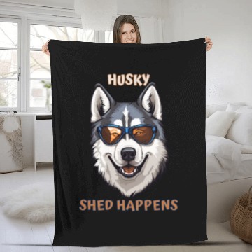 Discover Funny Cute Beautiful Siberian Husky Dog Design Fleece Blankets