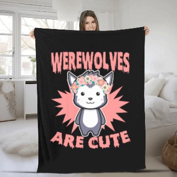 Discover Cute Halloween Werewolf For Trick Or Treat Fleece Blankets