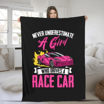 Discover Never Underestimate A Girl Funny Car Race For Fleece Blankets