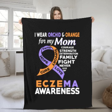 Discover I Wear Orchid Orange For My Mom Eczema Awareness Fleece Blankets