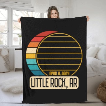 Discover Total Solar Eclipse Arkansas Little Rock 4 28 2024 Fleece Blankets