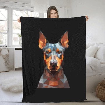 Discover geometric Doberman: Polygon Art Fleece Blankets