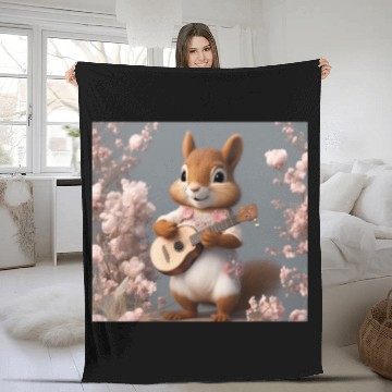 Discover Aesthetic Cottagecore Floral Cute Squirrel Playing Fleece Blankets