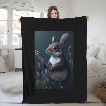 Discover Aesthetic Cottagecore Floral Cute Squirrel Playing Fleece Blankets