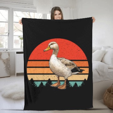 Discover Retro Vintage Duck sunset Farm Animal Duck Lover Fleece Blankets