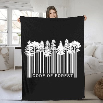 Discover Code of Forest Nature Barcode Trees Fleece Blankets