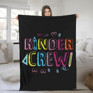 Discover Kinder Crew Kindergarten Preschool Teacher Fleece Blankets