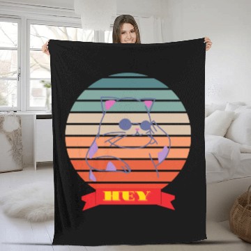 Discover Colorful Cat Says Hey Fleece Blankets