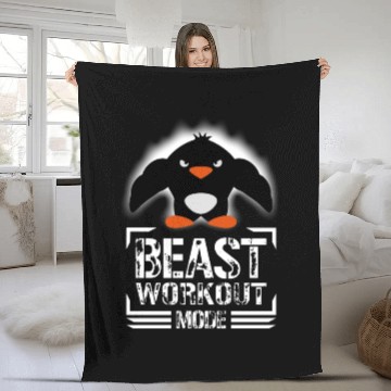 Discover Penguin Biceps Beast Workout Mode Cool Bodybuilder Fleece Blankets