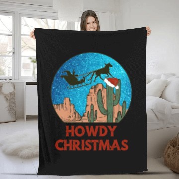 Discover Western Cowboy Santa Howdy Christmas Matching Fleece Blankets