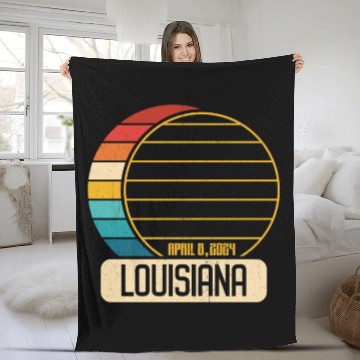 Discover Total Solar Eclipse Louisiana April 28 2024 Fleece Blankets