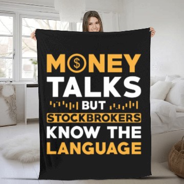 Discover Money Talks Stockbroker Investor Trader Fleece Blankets