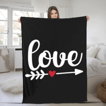 Discover Love With Arrow And Red Heart Fleece Blankets
