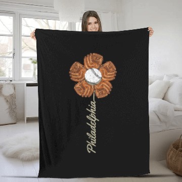 Discover Philly Colorful Baseball Flower Souvenir I Love Fleece Blankets