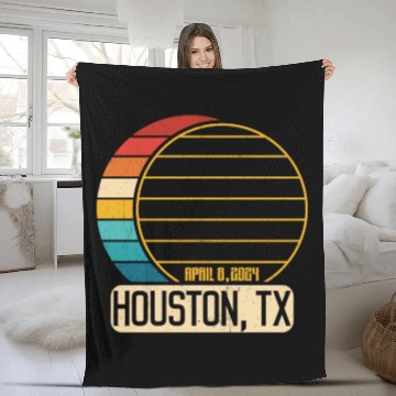 Discover Total Solar Eclipse Texas Houston April 28 2024Hou Fleece Blankets
