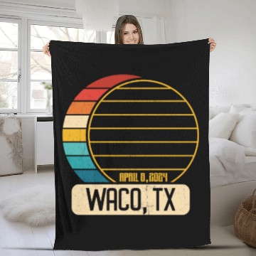 Discover Total Solar Eclipse Texas Waco April 28 2024 Fleece Blankets
