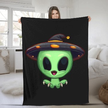 Discover Halloween Alien: The Witch Hat Wearer Fleece Blankets