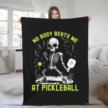 Discover No Body Beats Me At Pickleball Halloween Skeleton Fleece Blankets