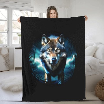 Discover The Midnight Wolf Fleece Blankets