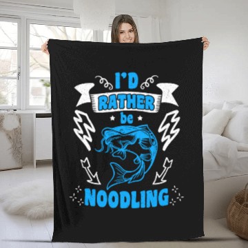 Discover Catfish Angler I'd rather be Noodling Flathead Fleece Blankets