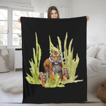 Discover Wildlife Endangered Tiger Cubs Fleece Blankets