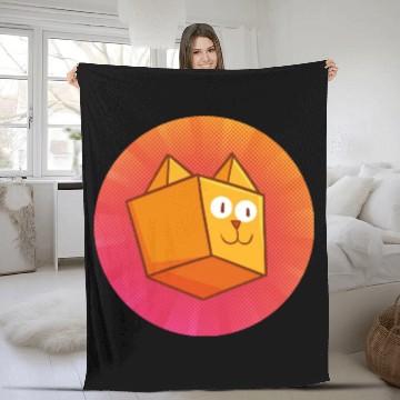 Discover Cute Square Orange Cat Fleece Blankets