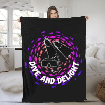Discover Dive Delight Scuba Diving Ocean Lover Fleece Blankets