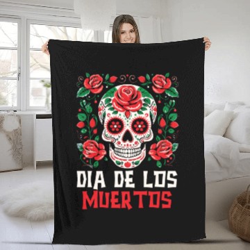 Discover Dia De Los Muertos Sugar Skull Mexican Holiday Fleece Blankets