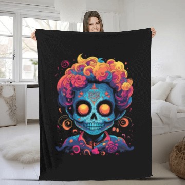 Discover Dia De Los Muertos Sugar Skull Mexican Holiday Fleece Blankets