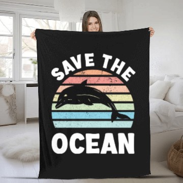 Discover Save The Ocean Dolphin Fleece Blankets